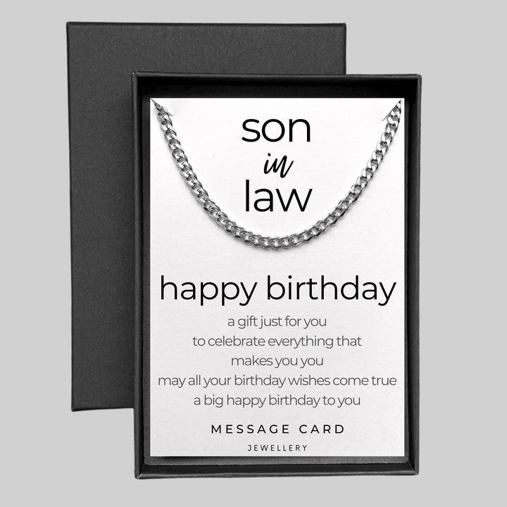 Chunky Stainless Steel Curb Chain for Son-in-Law's Birthday - May Your Wishes Come True