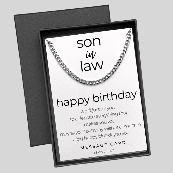 Chunky Stainless Steel Curb Chain for Son-in-Law's Birthday - May Your Wishes Come True