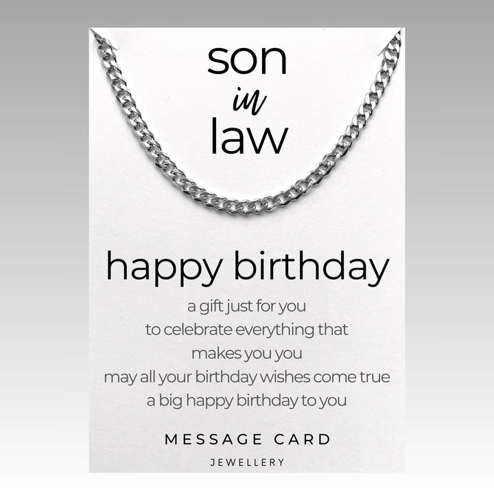 Chunky Stainless Steel Curb Chain for Son-in-Law's Birthday - May Your Wishes Come True