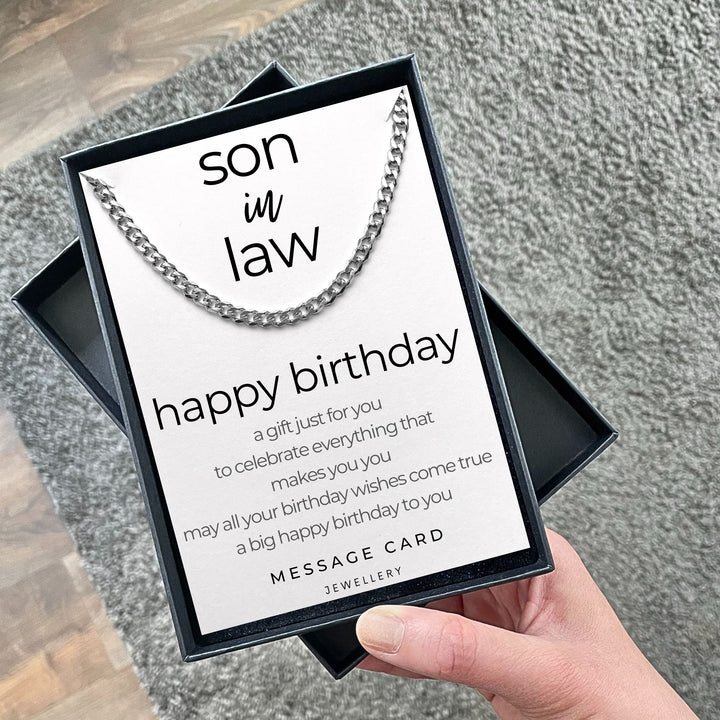 Chunky Stainless Steel Curb Chain for Son-in-Law's Birthday - May Your Wishes Come True